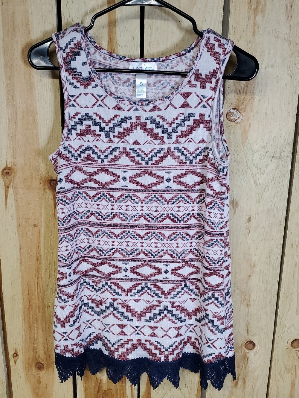 Womens Just Be Aztev Patterned Sleeveless Tank Top Size S